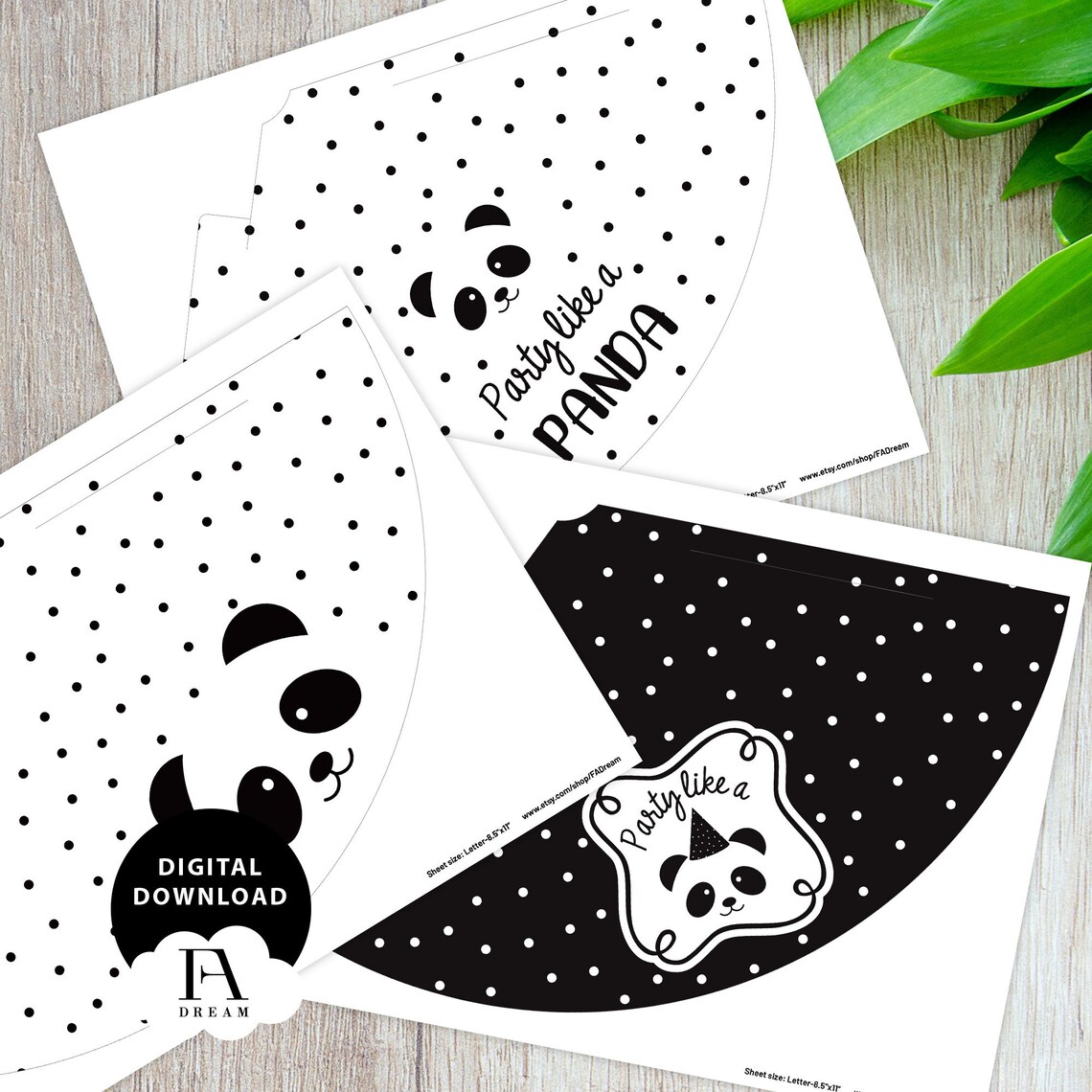 Panda Printable Party Hat Panda Party Hat Panda Birthday - Etsy