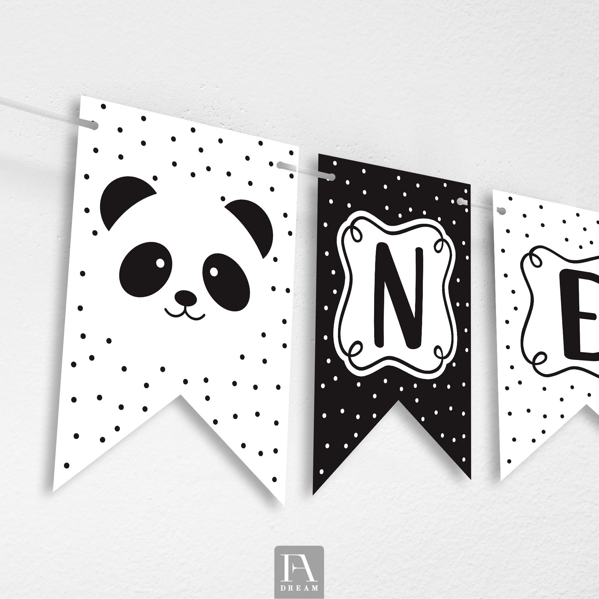 Panda Highchair One Banner Panda Birtydah Party Decoration Printable ...