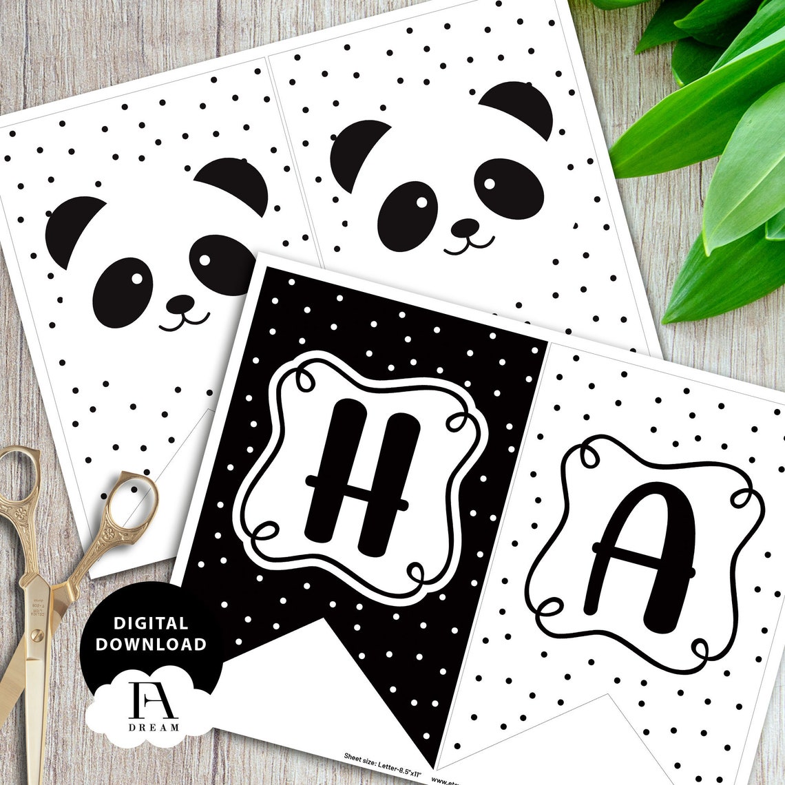 Panda Happy Birthday Banner Panda banner Panda birthday Etsy.de