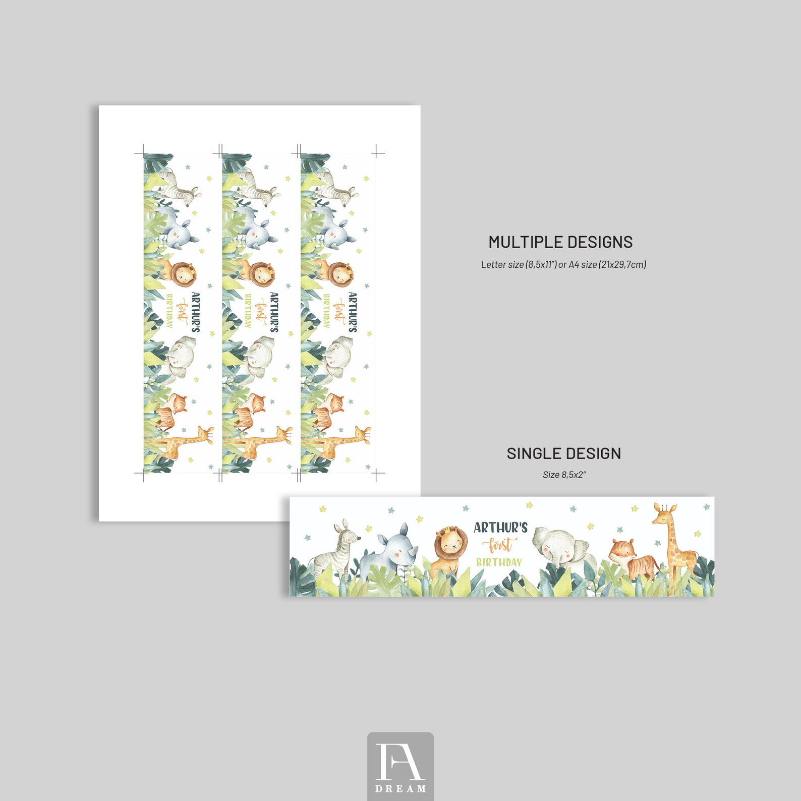 Editable Safari Water Bottle Label Template Safari Wild - Etsy