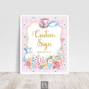 Custom Wonderland Sign, Personalized Party Decor, Mad Hatter Theme, Tea Party Welcome Sign, Enchanted Birthday Decoration