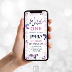 Editable wild one animals big cats evite, customizable jungle theme e-card, big cats birthday invite, safari digital card