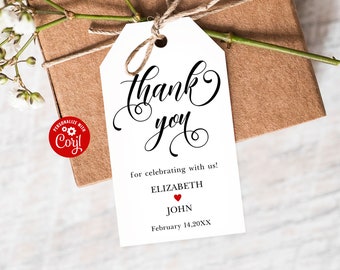 Editable Favor Tags, Custom Tags Instant Download, Thank you Tag