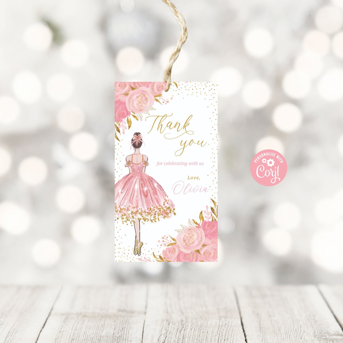 Editable Ballerina Favor Tags Pink Gold Ballerina Gift - Etsy