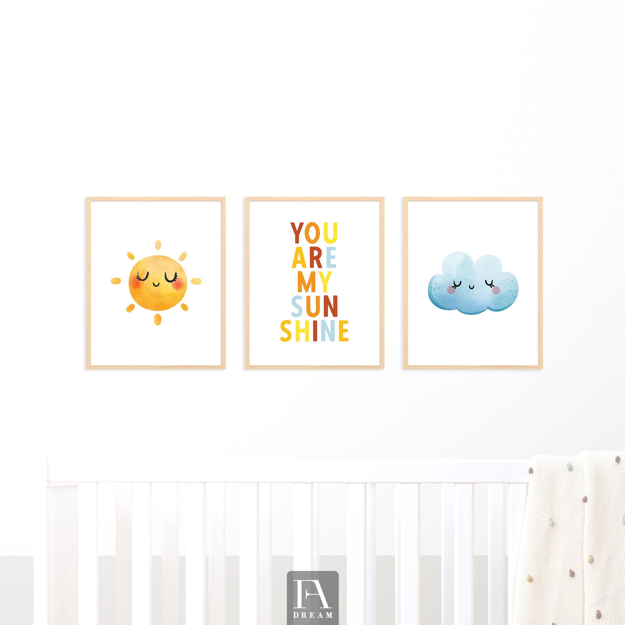 Set of 3 Sunshine Nursery Wall Art Decor, You Are My Sunshine Wall Art ...