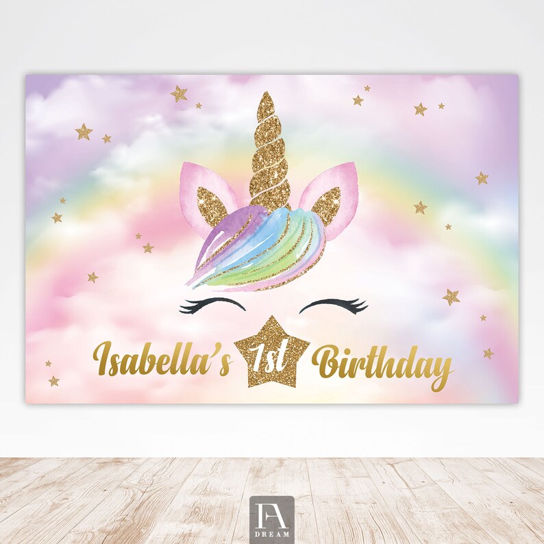 Unicorn backdrop backdrop banner 1st birthday backdrop Party wall decor unicorn birthday backdrop unicorn banner Birthday