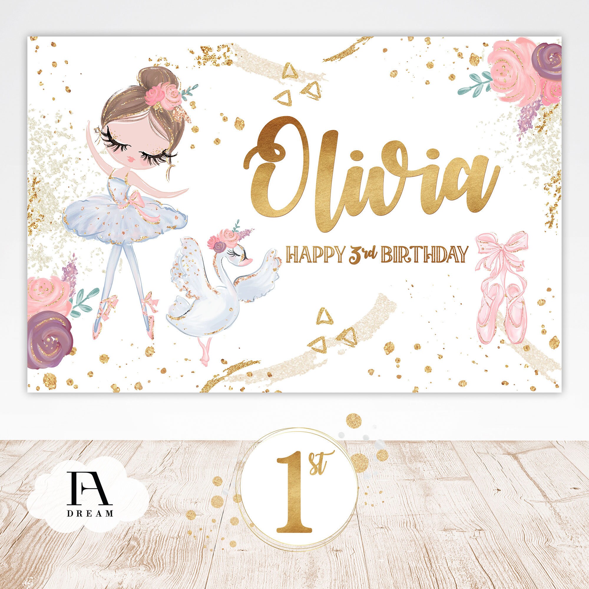 Ballerina backdrop backdrop banner 1st birthday backdrop Etsy