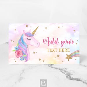 Unicorn Food Label Template, Editable Unicorn Birthday Party Table ...