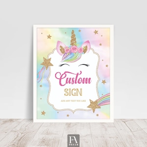 Custom Unicorn Birthday Sign Unicorn Party Decorations Magical Party Birthday Sign Decor Table Snacks Sign