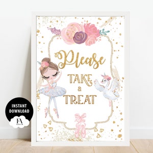 Please take a treat Birthday Sign, ballerina party decors, party signs, birthday sign, ballerina birthday sign, birthday party decor