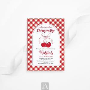 Cherry Red Birthday Invitation, Editable Cherry Party Invite, Printable Red Fruit Theme, Instant Download Template