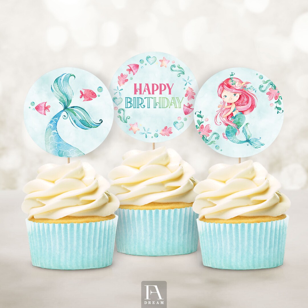 Mermaid Cupcake Topper Printable, Under the Sea Birthday Party ...