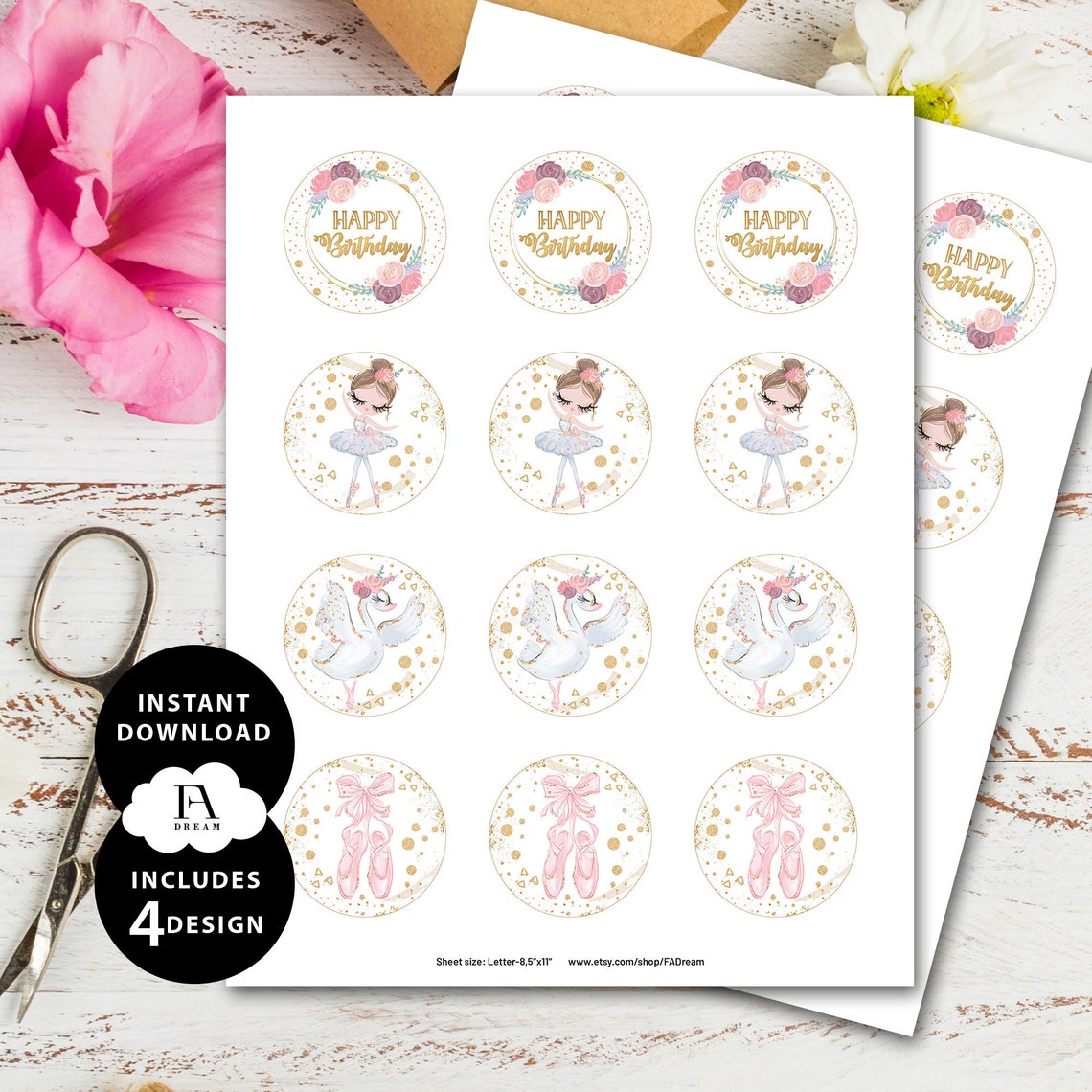 Ballerina Printable Cupcake Topper Ballerina Cupcake Topper | Etsy