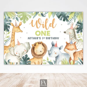 Safari Backdrop Banner Safari Animals Birthday Party Wild One 1 st Birthday Party Animals Backdrop Birthday Decor