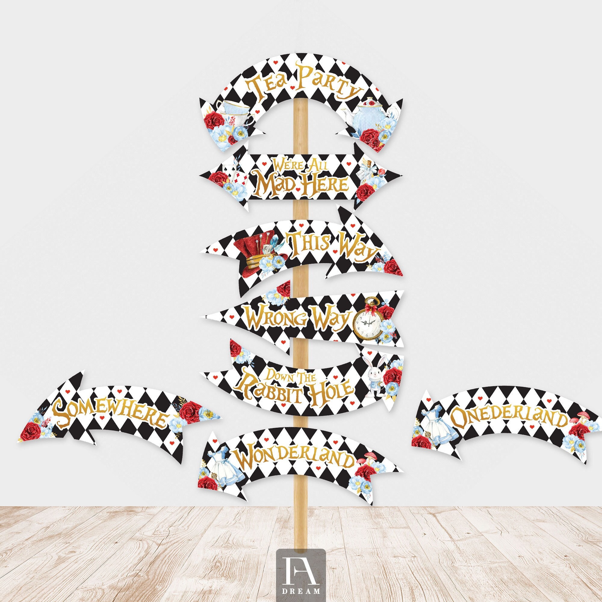 Printable Alice in Wonderland Arrow Signs Alice in Onederland Birthday ...