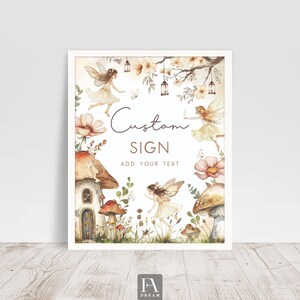 Editable boho fairy enchanted custom sign, fairy tale party decor, magical custom sign, fairy garden theme, customizable party sign