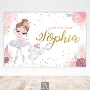 Ballerina Backdrop, Editable birthday backdrop, personalized backdrop banner, ballerina birthday backdrop, ballerina birthday printables