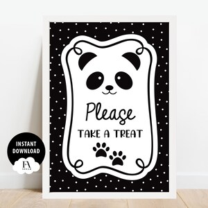 Please take a treat Sign, panda party decors, panda party signs, birthday sign, panda birthday sign, birthday party decor, instant download