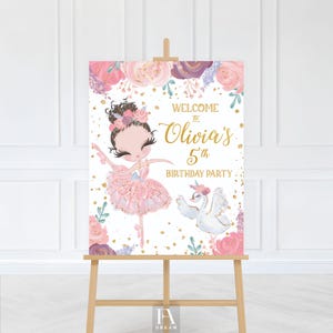 Ballerina welcome sign, birthday welcome sign, welcome printable, ballerina birthday decoration, ballerina party decor, custom welcome sign