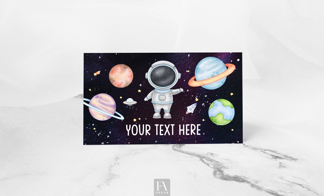 Editable Outer Space Place Card Template, Galaxy Astronaut Party Table ...