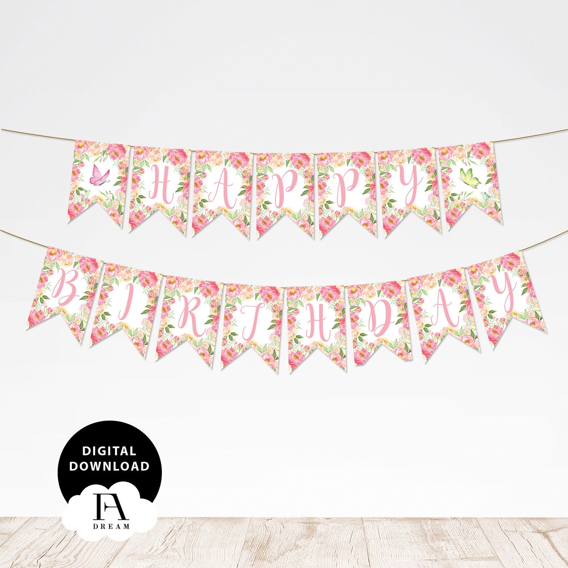 Flowers Happy Birthday Banner Flower banners 1st birthday | Etsy