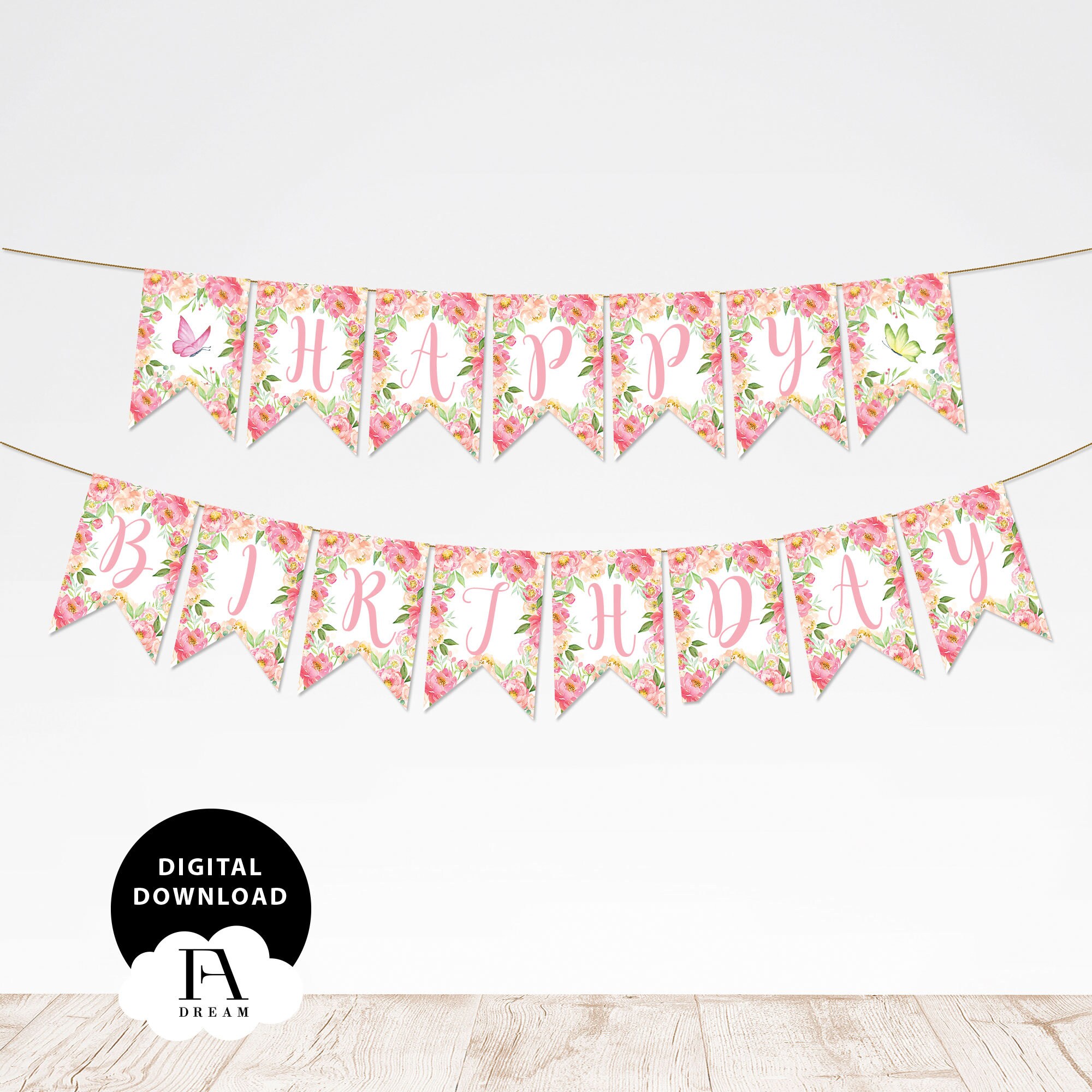 Flowers Happy Birthday Banner Flower banners 1st birthday | Etsy