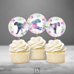 Leopard cupcake topper, safari party decorations, jungle animal cake pick, wild animal party decor, cheetah theme cupcake toppers