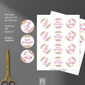 Flamingo Cupcake Topper Printable, Flamingo Summer Birthday Party ...
