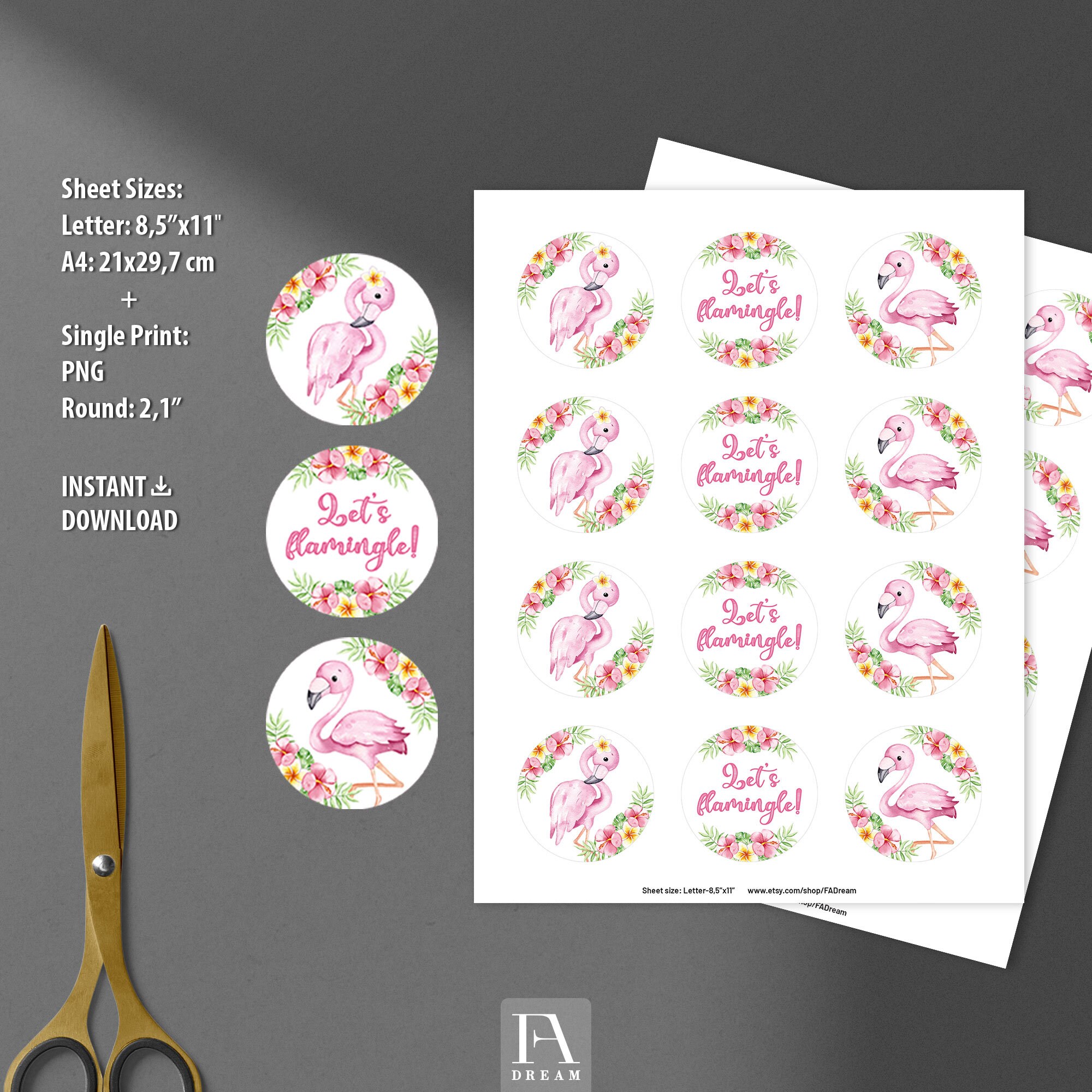Flamingo Cupcake Topper Printable Flamingo Summer Birthday - Etsy