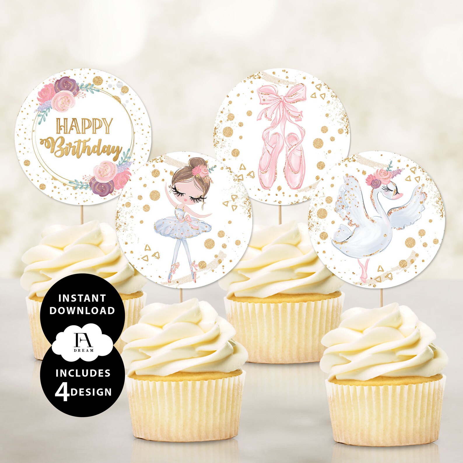 Ballerina Printable Cupcake Topper Ballerina Cupcake Topper - Etsy