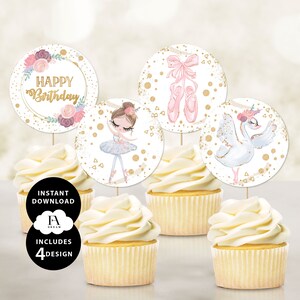 Ballerina Printable Cupcake Topper, Ballerina Cupcake Topper, 1st ...