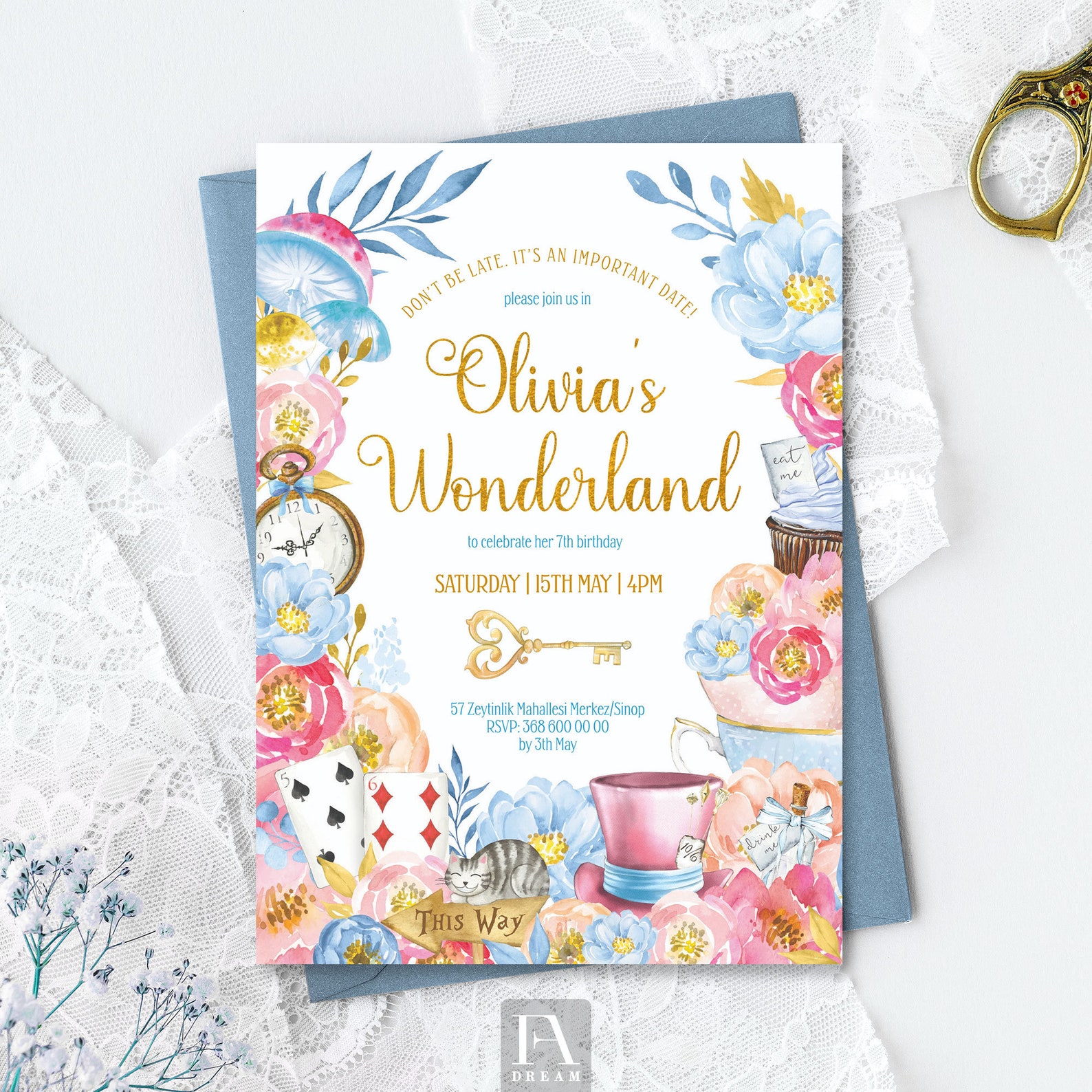 Editable Alice in Wonderland Birthday Invitation Alice in - Etsy