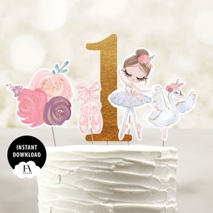 Ballerina centerpieces, ballerina cake toppers, swan centerpiece, 1st Birthday Party, ballerina centerpiece printable, instant download
