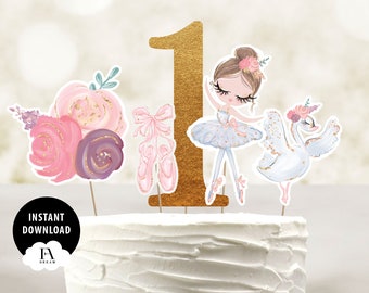 Ballerina centerpieces, ballerina cake toppers, swan centerpiece, 1st Birthday Party, ballerina centerpiece printable, instant download