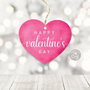 Happy Valentine&#39;s Day Tag, Pink Heart Tag, Valentine&#39;s Day Sticker Favor labels