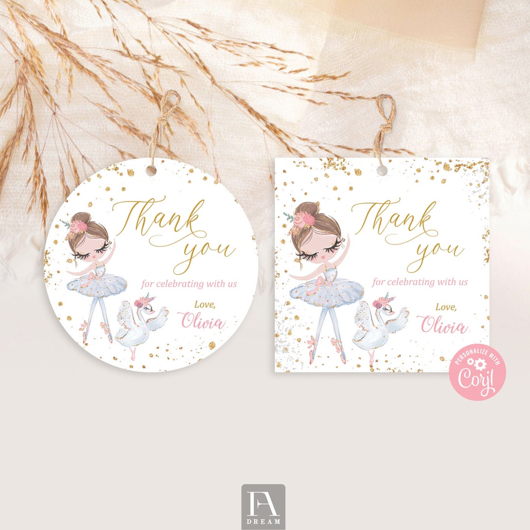Ballerina Favor Tag Template, Ballerina Birthday Party Thank You Gift ...