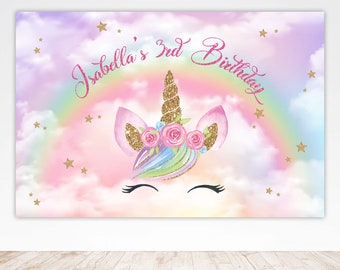 Unicorn backdrop, backdrop banner, 1st birthday backdrop, Party wall decor, unicorn birthday backdrop, unicorn banner, unicorn printables