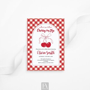 Cherry Red Baby Shower Invitation, Editable Fruit Theme Invite, Printable Red Cherry Baby Shower Card, Instant Download