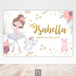Ballerina backdrop, custom birthday backdrop, personalized backdrop banner, ballerina birthday backdrop, ballerina birthday printables