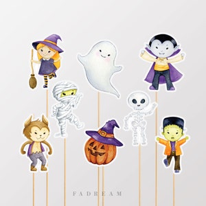 Halloween Printable Cenperpieces, Spooktacular Party Cupcake Topper Monster Decoration printables instant download