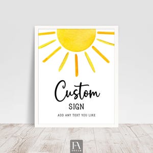 Editable Sun Birthday Sign, Sunshine Custom Sign, Sun Birthday Party Decoration, Sun Table Decor, First Birthday Sign Instant Download