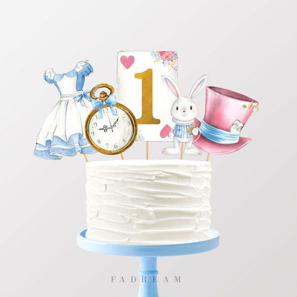 Alice In Wonderland Centerpieces Alice Cake Toppers Alice in Onederland  1st Birthday Party Alice in Wonderland Tea Party Digital Download