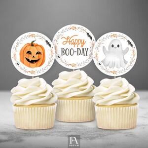 Halloween Cupcake Topper Printable, Spooktacular party decoration printables instant download