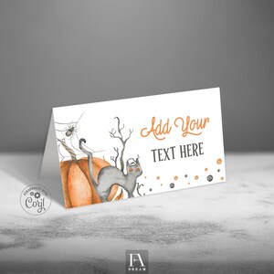 Editable Halloween Food Labels Template, Spooktacular Party Table Tag Decor printable, Halloween Place Card instant download Corjl