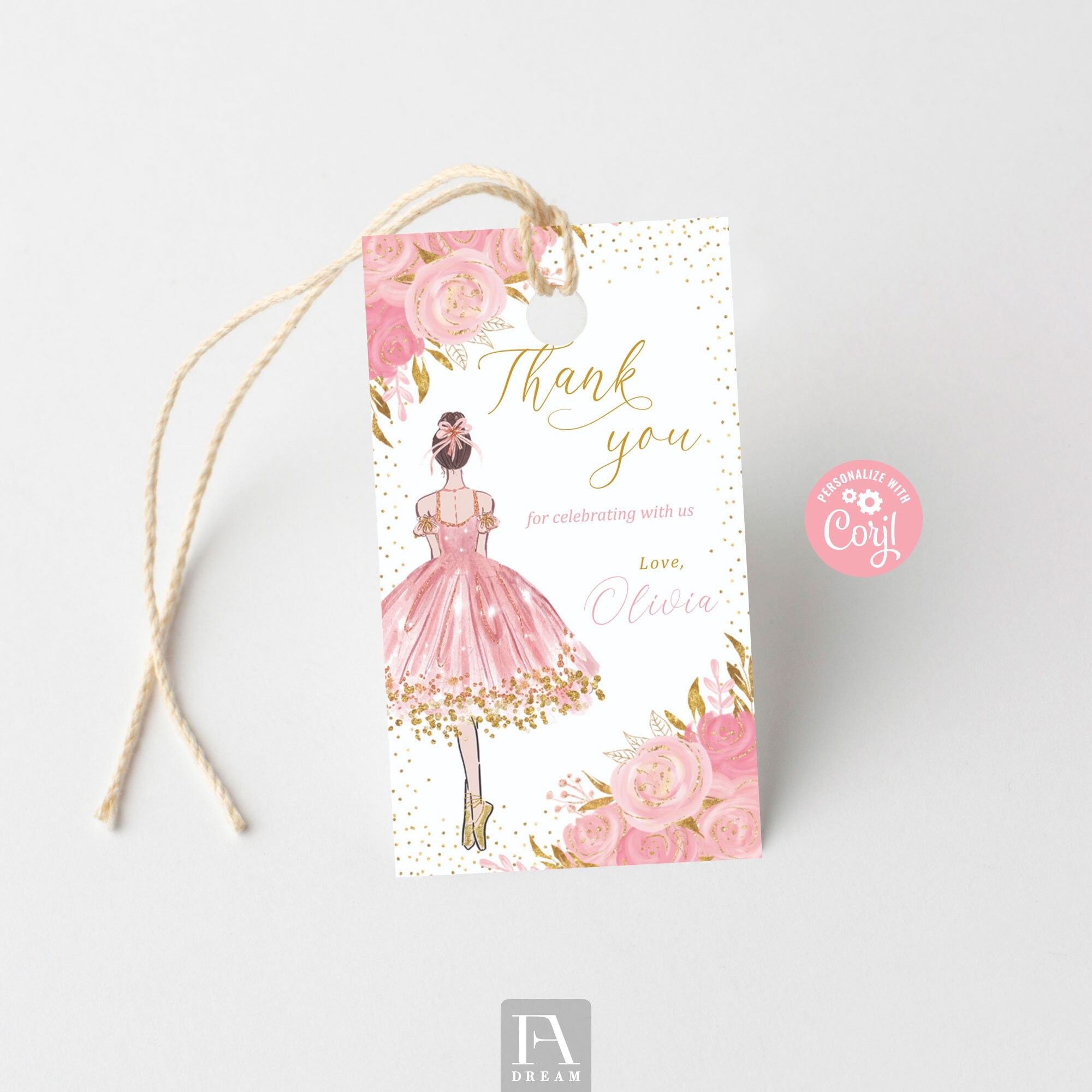 Editable Ballerina Favor Tags Pink Gold Ballerina Gift - Etsy
