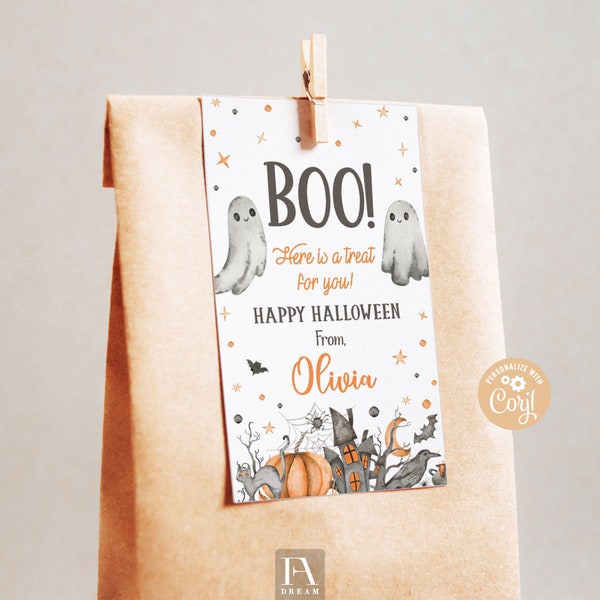 Halloween Favor Tag Template, Spooktacular Party Thank You Gift Tag Stickers Template Printable instant download