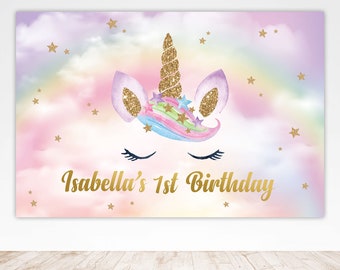 Unicorn backdrop, backdrop banner, 1st birthday backdrop, Party wall decor, unicorn birthday backdrop, unicorn banner, unicorn printables