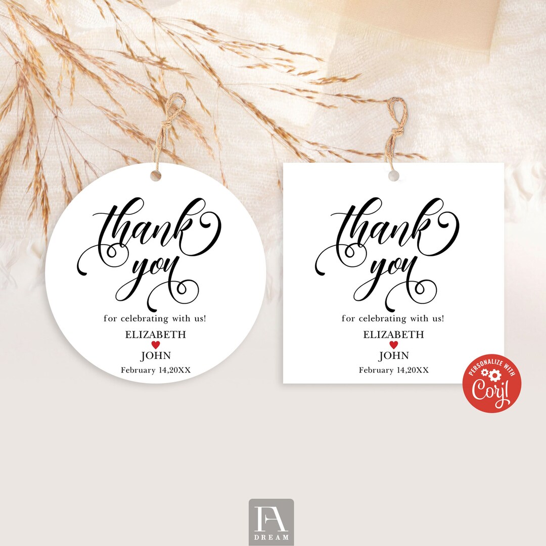 Editable Favor Tags, Custom Tags Instant Download, Thank You Tag, Favor ...