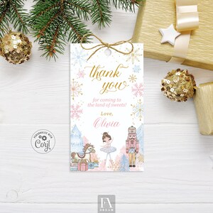 Nutcracker Favor Tag Template, Holiday Stickers Favor Tags Winter Christmas Labels Printable instant download