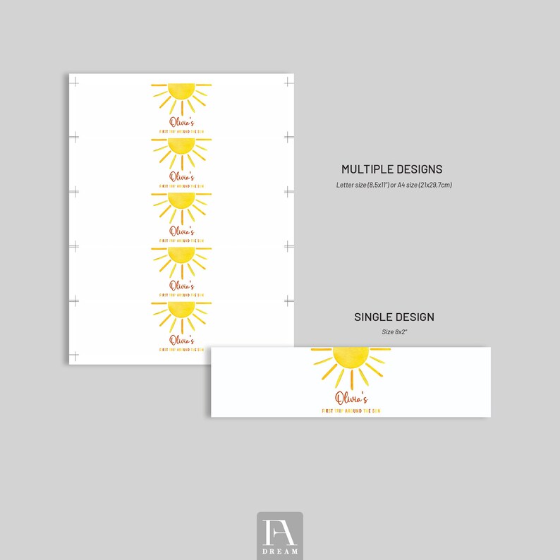 Editable Sun Water Bottle Label Template Little Sunshine Girl - Etsy